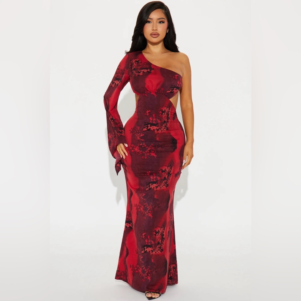 Elegant Red One-Shoulder Dress